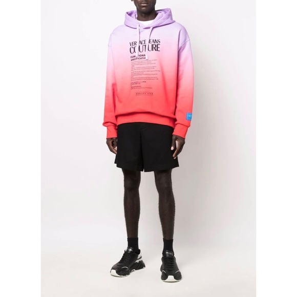NWT VERSACE JEANS COUTURE Logo-print Gradient Hoodie - Picture 3 of 11